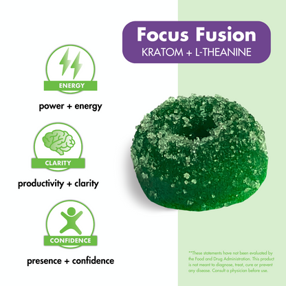 Focus Fusion Kratom + L-Theanine Gummies